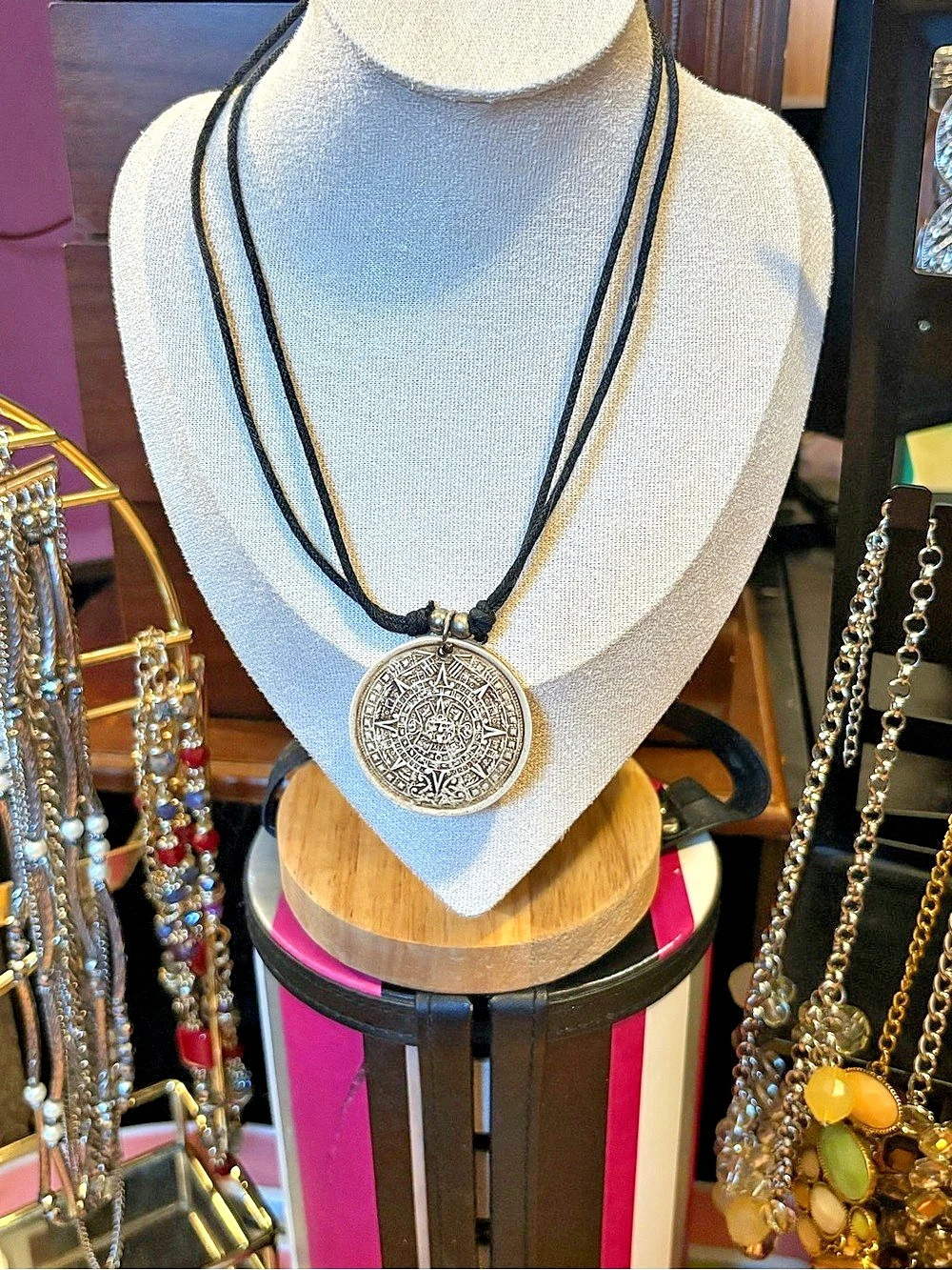 Engraved Medallion Pendant Necklace
